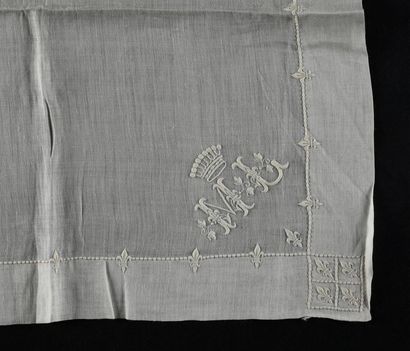 null Four embroidered handkerchiefs, county crowns, late 19th century.
In linen thread...
