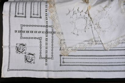 Two embroidered tablecloths, 1st half of...