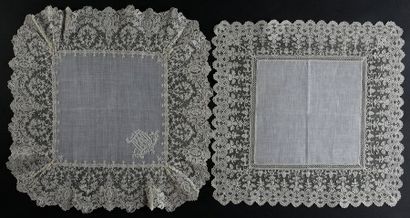 null Two handkerchiefs in Point de Gaze, needle, Belgium, end of the 19th century.
A...