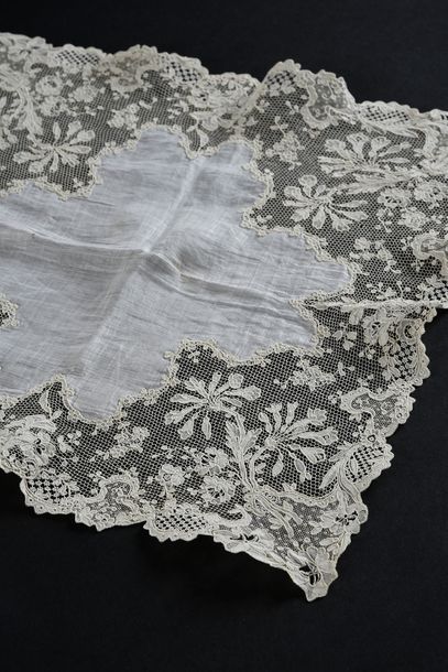 null Primrose handkerchief, Alençon, needle, early 20th century.
Framed handkerchief...