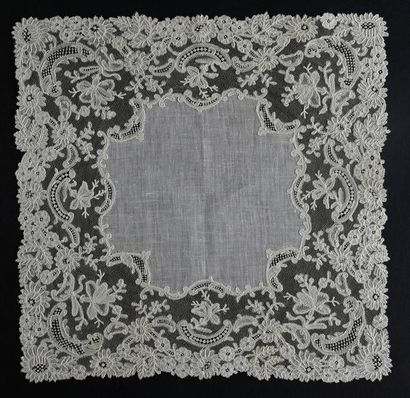 null Two handkerchiefs, Point de Gaze and Point d'Angleterre, Belgium, late 19th...