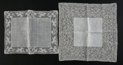null Handkerchief and doily, Binche and Mechelen, early 20th century.
Handkerchief...