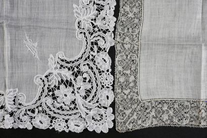 Two handkerchiefs, bobbin lace, early 20th...