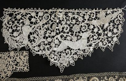 null Needle lace, late 19th century
A wide border with large relief motifs worked...