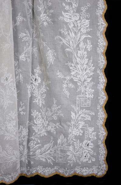 null 
Pair of large Cornely blinds, early 20th century.

In cotton muslin embroidered...