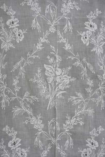 null 
Pair of large Cornely blinds, early 20th century.

In cotton muslin embroidered...