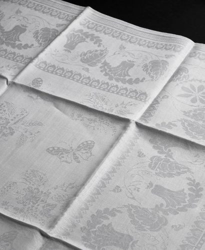 Two suites of damask towels, 19th century....