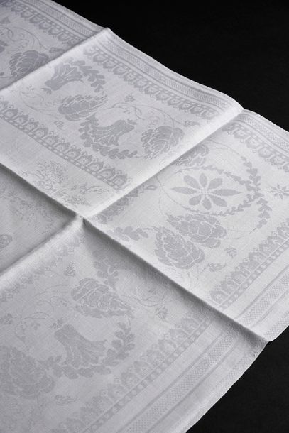null Two suites of damask towels, 19th century.
A suite of ten large Napoleon III...