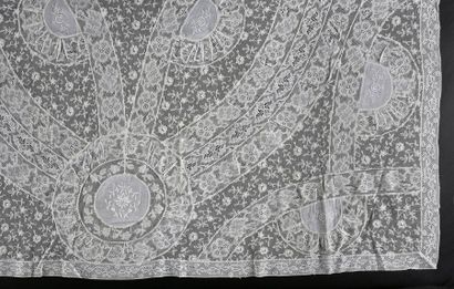 null Tablecloth in the back of the bonnet, early 20th century.
Hand-embroidered linen...
