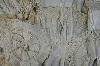 null Part of a lady's wardrobe, late 19th century. 
In linen, lace and embroidery:...