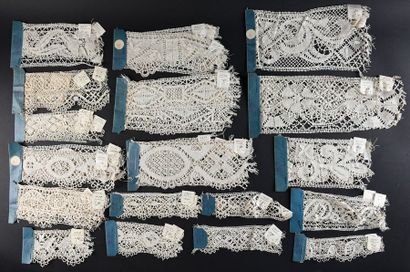 null One hundred and fifty samples of bobbin lace, early 20th century. 
 Bottom of...