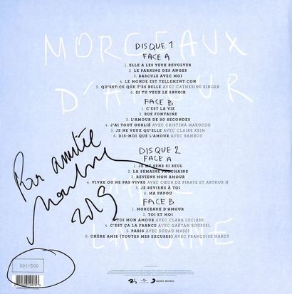 null Marc Lavoine. Copy of his latest double vinyl album "Morceaux d'Amour" signed...