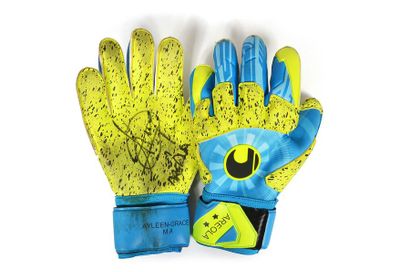 null Alphonse Areola. Pair of gloves worn with the French team for the warm-up of...