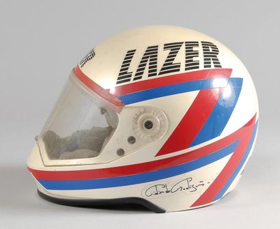 null Casque Lazer porté par Didier de Radigués pilote moto belge ayant remporté 4...