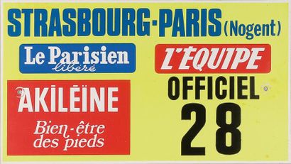 null Plaque officiel de «Strasbourg-Paris» à la marche à la fin des années 70. Dim....