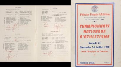 null Programme des Championnats de France 1960 au Stade Olympique de Colombes avec...