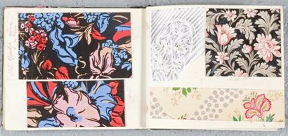 null Album de maquettes pour la création textile, Atelier A. Litt, vers 1950, fleurs...