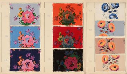null Portefeuille d'échantillons, 1931, impressions sur coton, décors de bouquets...