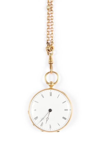 null INDEPENDENCE FROM POLAND.
Ladies' watch, in pink gold, with its link chain and...