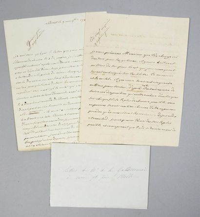 BARIN DE LA GALISSONIERE Marquis Ensemble de deux lettres autographes signées «De...