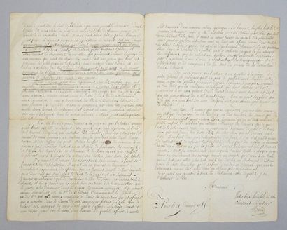 BOLLE D'ELMONT Louis-Marie (1742-1823) Lettre signée «Bolle», adressée à un Monsieur,...