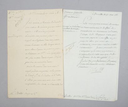 CASTRIES DE LA CROIX Maréchal Charles de (1727-1801) Set of two handwritten pieces...