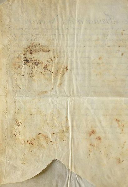 LOUIS XVI, roi de France (1754-1793) Pièce imprimée et manuscrite sur parchemin....