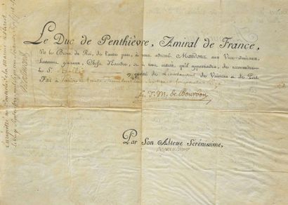 LOUIS XVI, roi de France (1754-1793) Printed and handwritten on parchment. Patent...