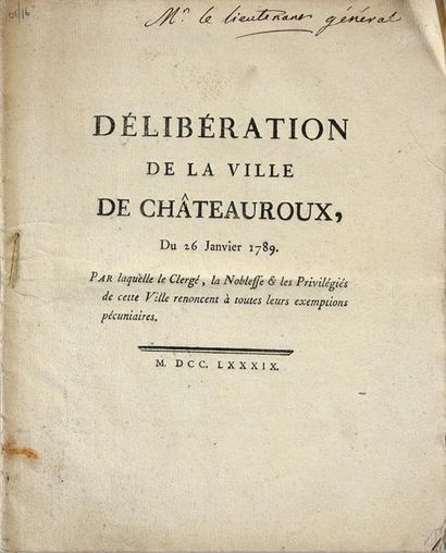 null [RÉVOLUTION FRANÇAISE].
Délibération de la ville de Châteauroux, du 26 janvier...