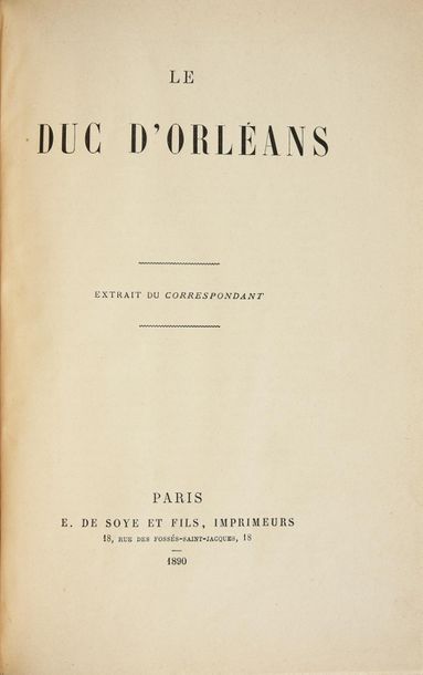 null BIBLIOTHÈQUE DU COMTE DE PARIS.
Ensemble de quatre ouvrages: Voyage de Mgr Le...