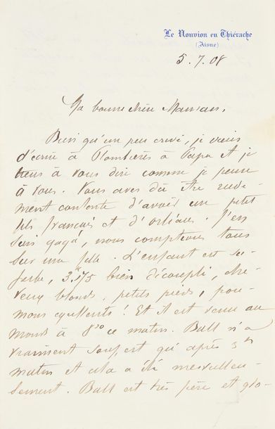 JEAN, duc de Guise (1874-1940) Very interesting historical letter in which he announces...