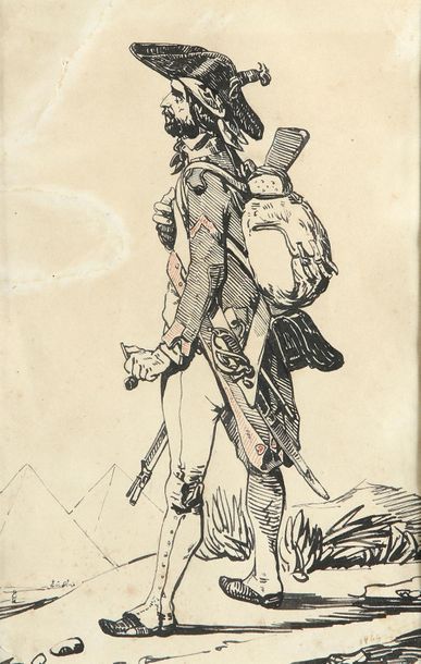 CHARLET Nicolas-Toussaint (1792-1845) Soldier in Napoleon's army in front of the...