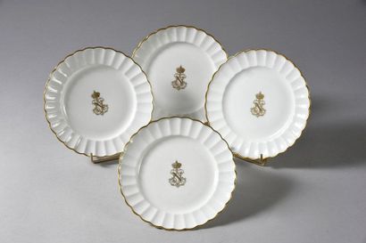 null EMPEROR NAPOLEON'S DINNER SERVICE III.
Set of four white porcelain ice pastilles,...