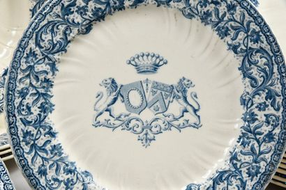 null PART OF THE TABLE SERVICE.
In Terre de Fer earthenware, with blue decoration,...