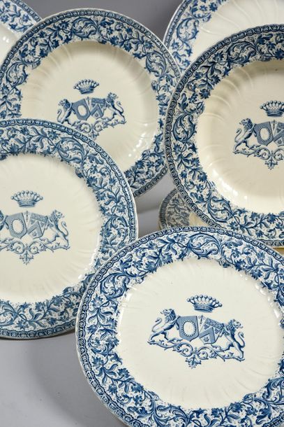 null PART OF THE TABLE SERVICE.
In Terre de Fer earthenware, with blue decoration,...