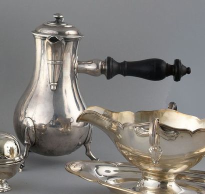 Silver chocolate maker, baluster shape on...