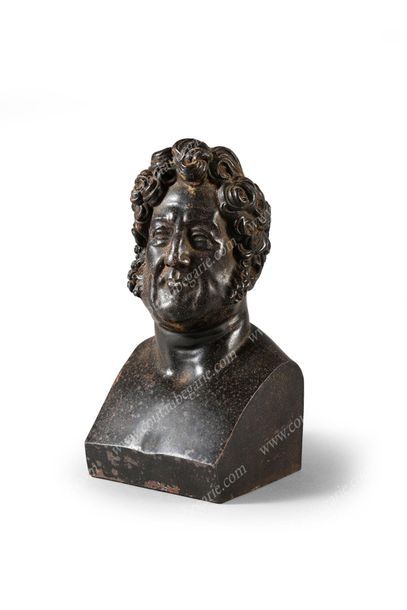 null *LOUIS-PHILIPPE, roi des Français (1773-1850).
Petit buste en fonte de fer à...