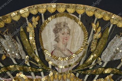 null MARIE-THÉRÈSE, Duchess of Angoulême (1778-1851). 
 18-strand folded fan, with...