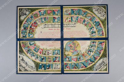 JEUX DE FRANCE 
Board game board, entitled "Jeux de France", decorated with portraits...