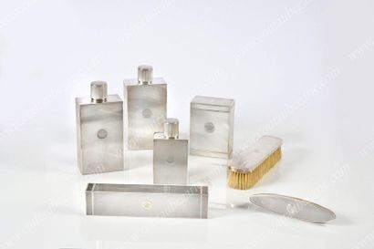 null A SILVER TRAVELING TOILET SET THAT BELONGED TO PRINCE HENRI, COUNT OF PARIS....