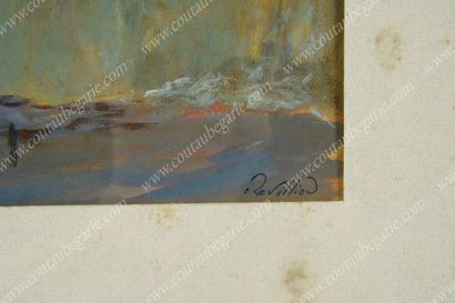 REVILLIOD Daniel (1923-2003) 
Vue de la falaise grise.
Gouache sur carton, signée...