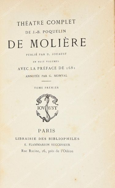 BIBLIOTHÈQUE D'ISABELLE D'ORLÉANS, 
MOLIÈRE. Théâtre complet, publié à Paris, librairie...