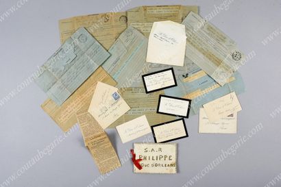 PHILIPPE VIII, duc d'Orléans (1869-1926) 
Set of 7 business cards printed on bristol...