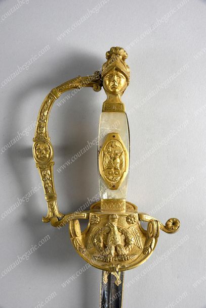 null CEREMONIAL SWORD OF THE GENERAL DE PRÉVAL. 
 Gilded bronze frame, decorated...