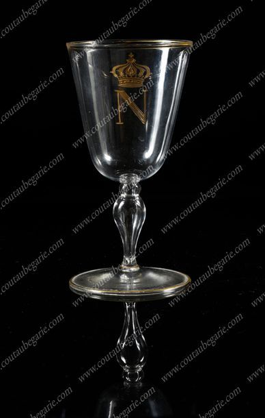 null TABLE SERVICE
OF THE EMPEROR NAPOLEON III.
Standing glass for white wine, decorated...