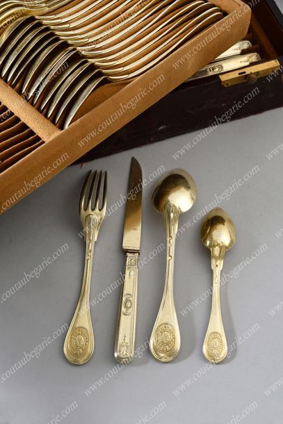 null SERVICE FOR THE TABLE OF THE KING LOUIS XVIII.
Gilt vermeil household goods...