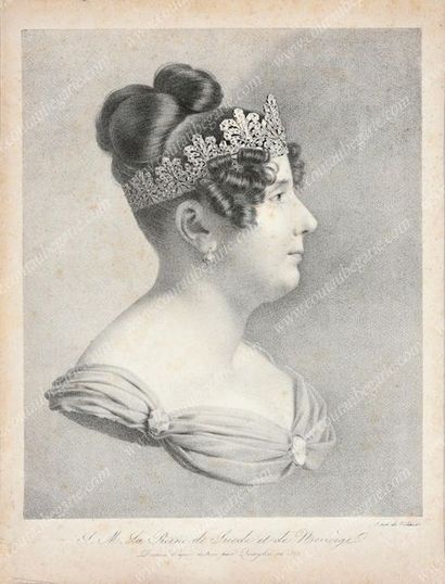 null VILLBINE DE ÉCOLE DU DÉBUT DU XIXe SIÈCLE.
Portrait de S. M. la Reine de Suède...
