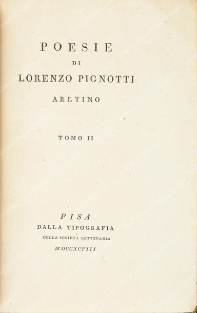 PIGNOTTI Lorenzo Poetry, printed in Pisa, by the Literary Society, 1798, in-12° (160x110...