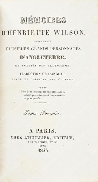 WILSON Henriette Mémoires concernant plusieurs personnages d'Angleterre, imprimé...