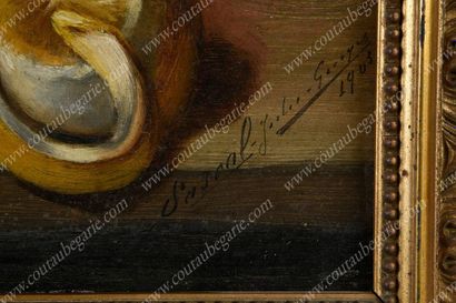 PASCAL Jules-Georges 
Still life with fishes.
Oil on canvas signed lower right and...
